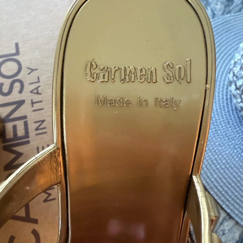 Golden Studded Wedge Sandals